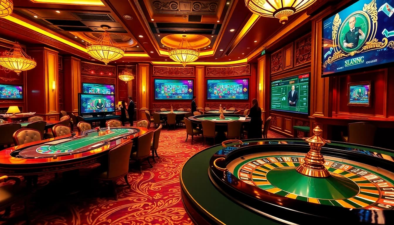Players engaging in thrilling online betting at nhà cái daga, featuring vibrant casino tables and modern interfaces.