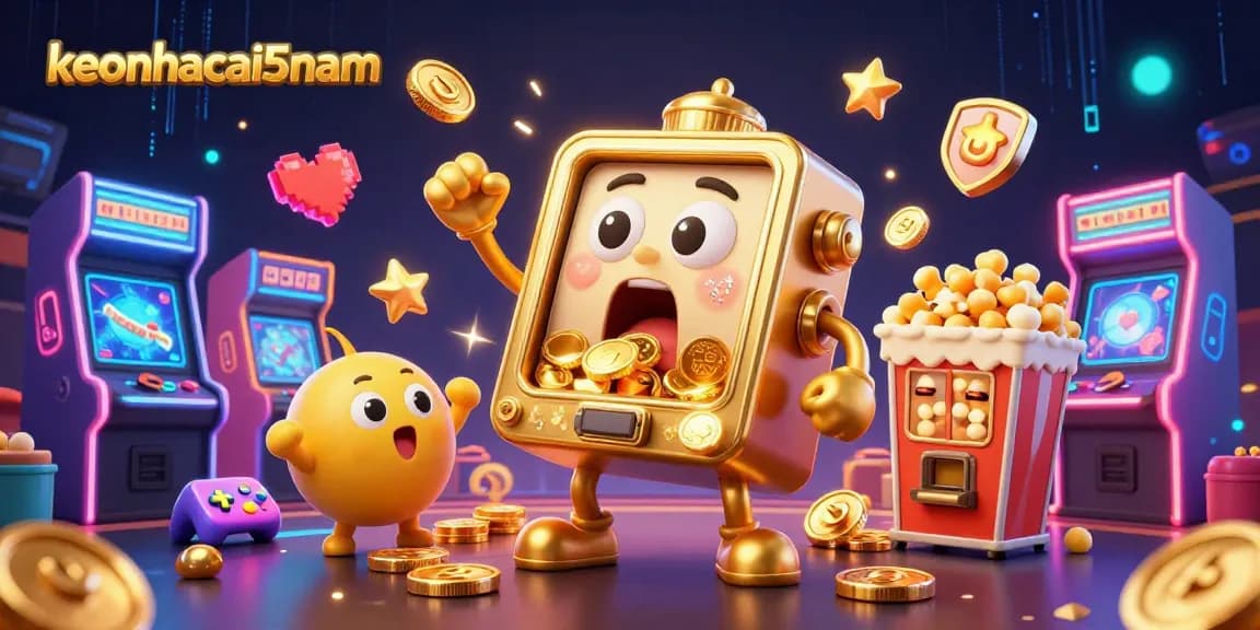 Engaging action scene showcasing the keonhacai5nam slot machine celebrating a jackpot with playful baby slots.