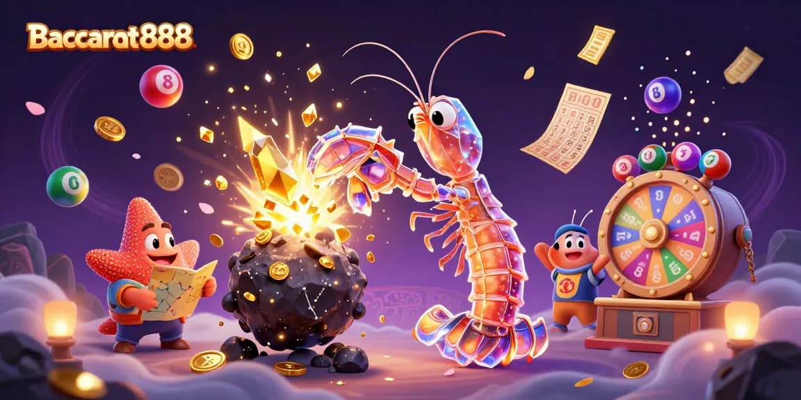Engage in Baccarat888 exploring vibrant lottery elements amidst epic casino adventure.