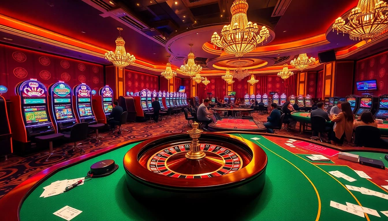 K9K9 casino illuminating excitement at a vibrant roulette table with players engaged in the thrill of the game.