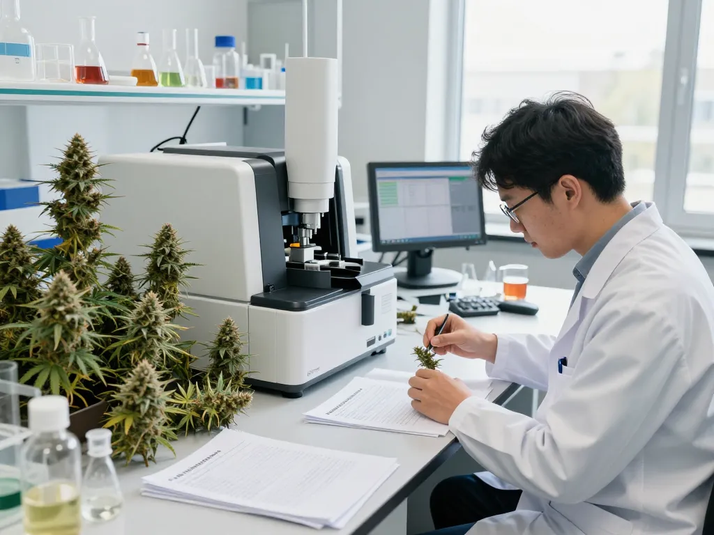 WeeDutch scientist analyzing high-quality cannabinoids in a modern lab.