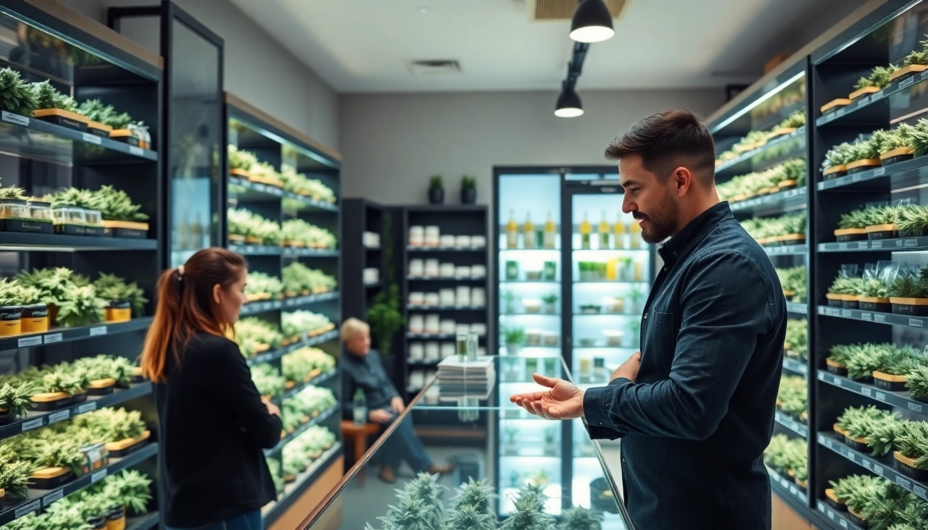 Find where can u buy weed with a friendly budtender in a bright cannabis shop.