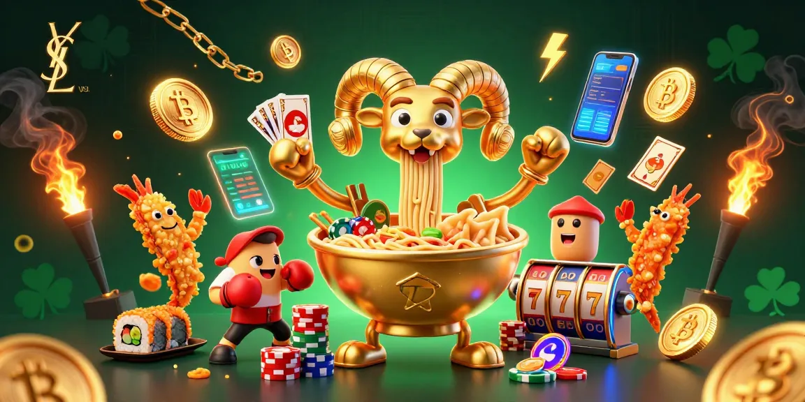 Bet on ysl with a vibrant casino scene featuring cartoon characters and crypto coins.