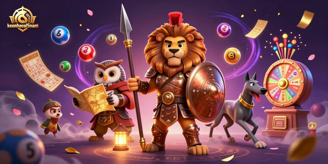 Engage with keonhacai5nam through this vibrant illustration of online lottery excitement and strategy.