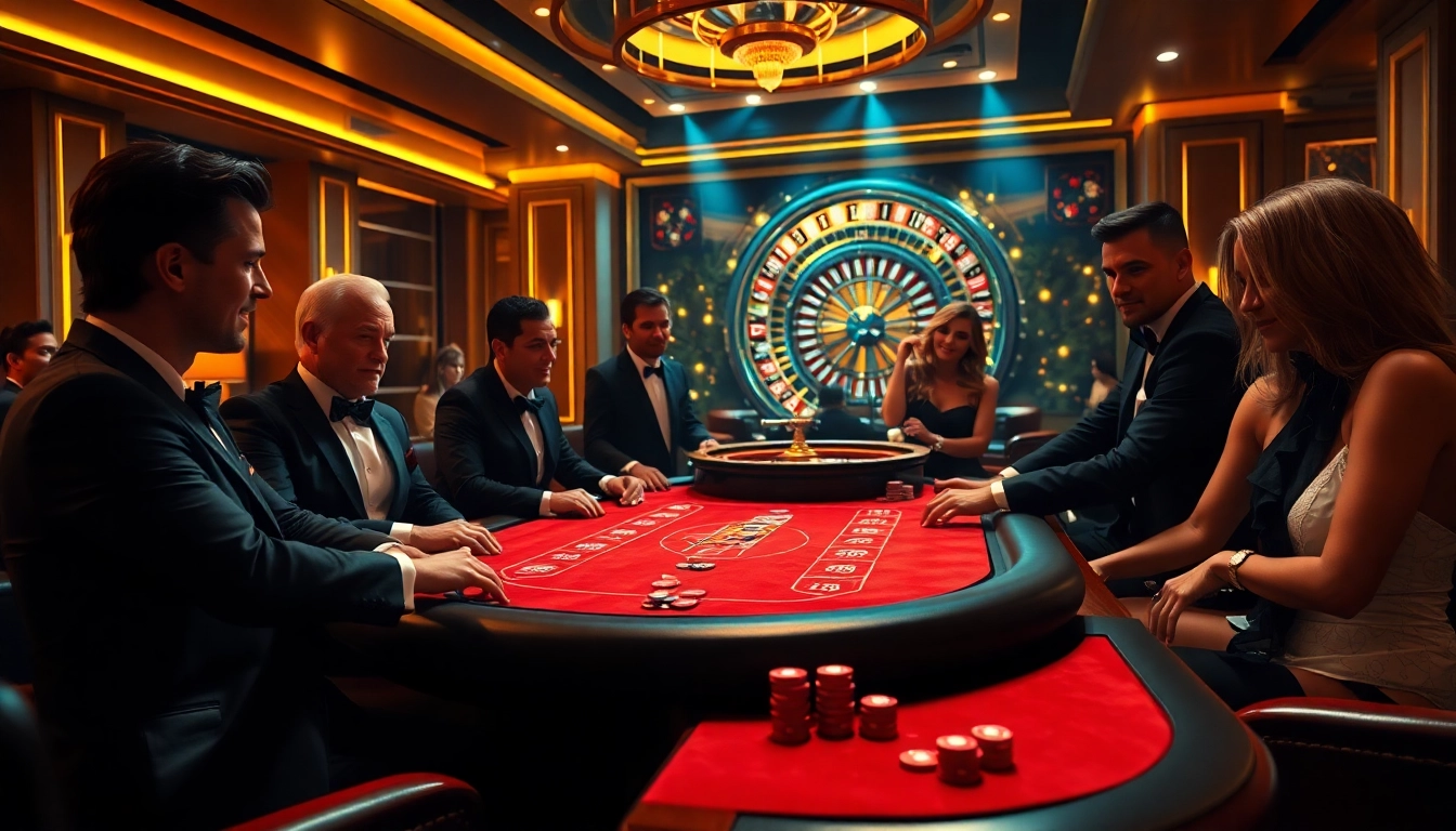 KJC players enjoying high-stakes poker in a luxurious casino environment.
