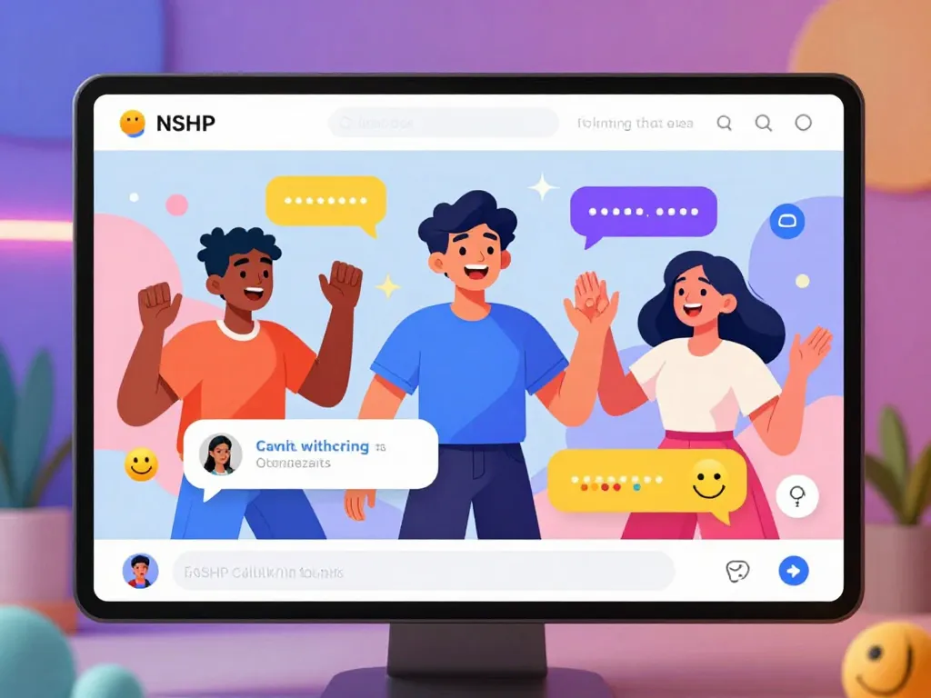 Dynamic NSFW AI chat scene featuring colorful characters and a vibrant interface.