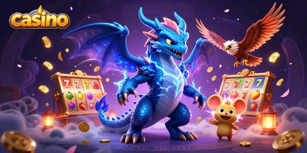 Experience thrilling casino action with our dynamic 3D illustration showcasing characters in a vibrant gaming environment.