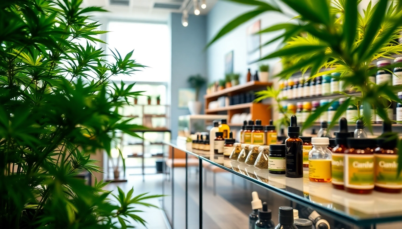 Explore where to buy weed legally with this vibrant cannabis dispensary interior showcasing diverse products.