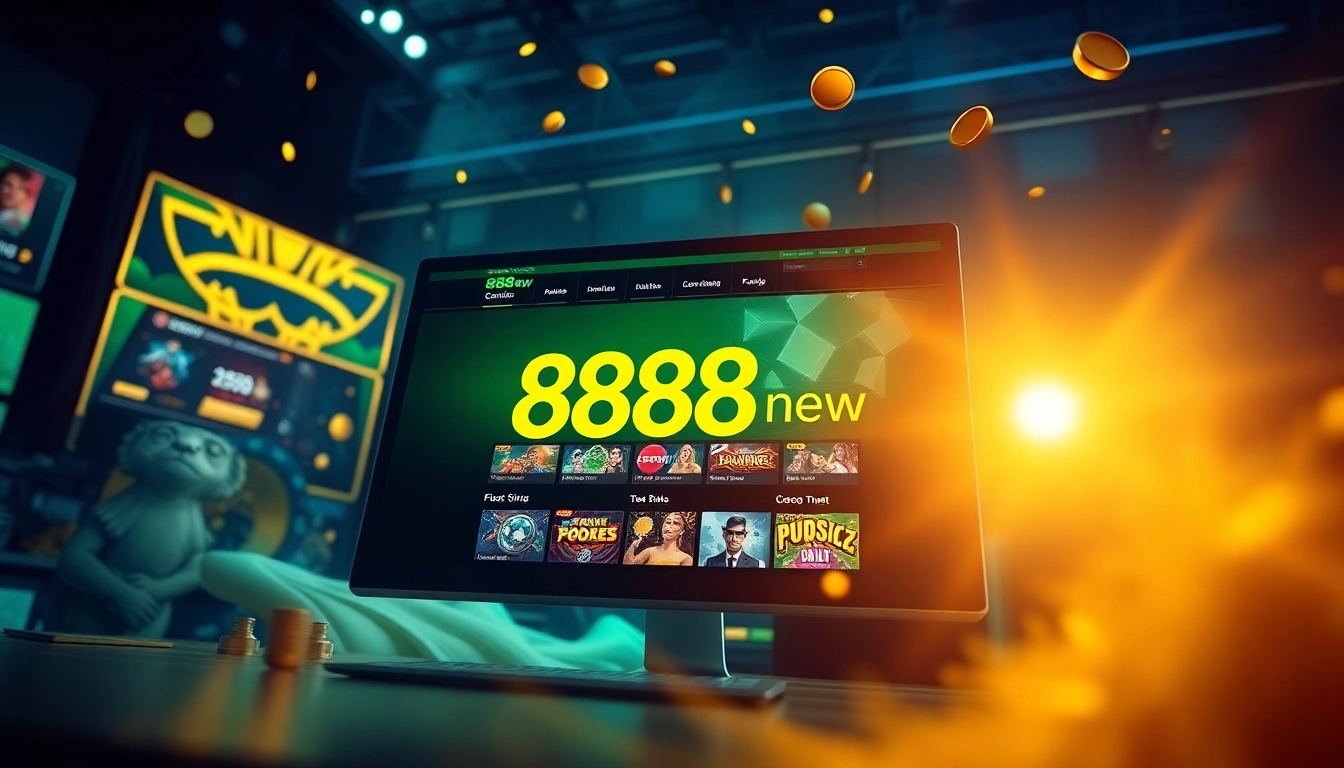 Exciting portrayal of the 888new online gaming platform showcasing diverse casino games and user-friendly interface.