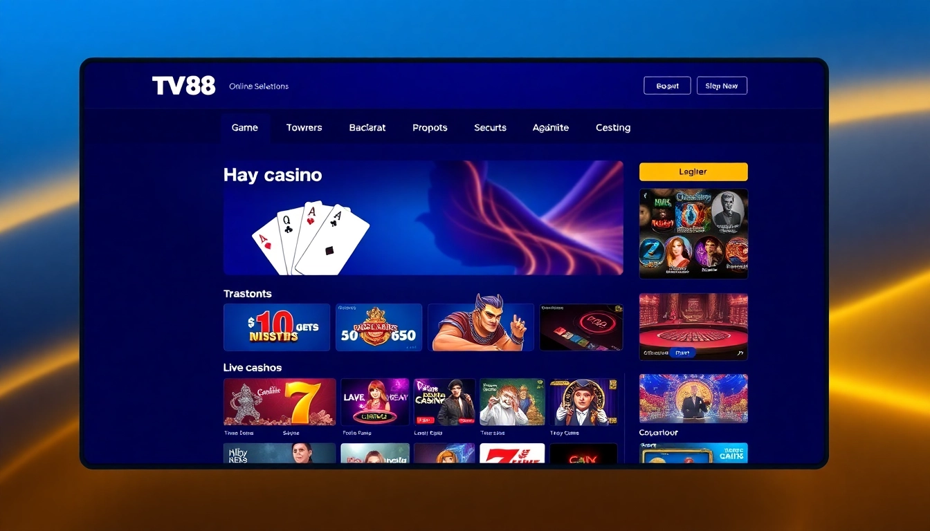 Engaging online gambling homepage design for TV88 featuring vibrant layouts and diverse games.
