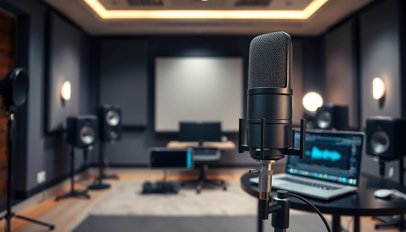 MV88 microphone showcased in a modern recording studio environment with iPhone and audio software.