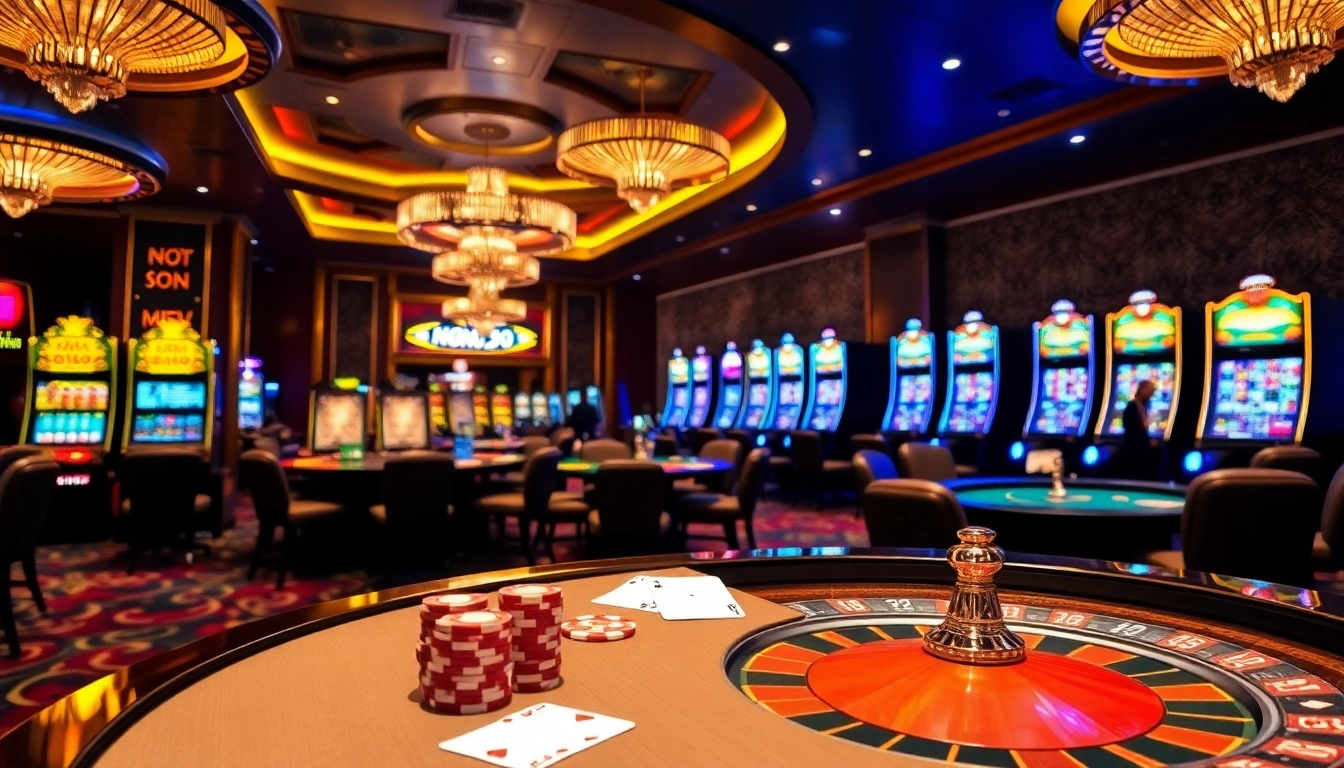 Nohu90 players engaging in lively casino action, enjoying poker, slots, and roulette games.