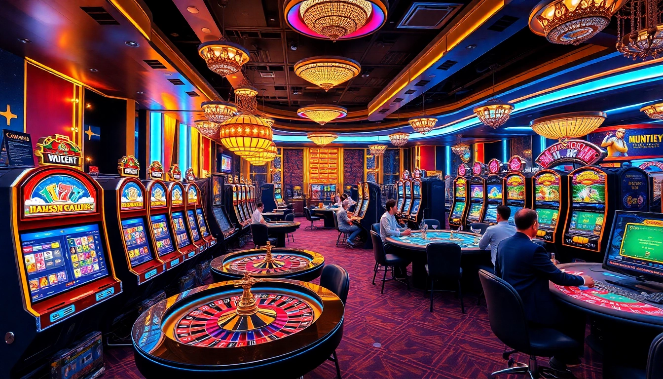 Bắn cá đổi thưởng excitement with players enjoying vibrant online casino action and colorful slot machines.