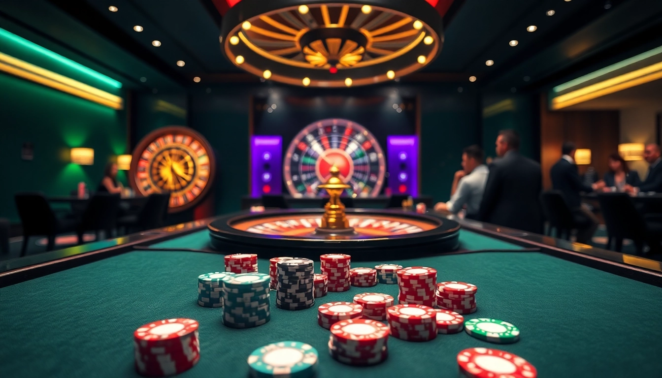 Engage in thrilling casino action at tg88.com with vibrant games, poker chips, and a roulette wheel.