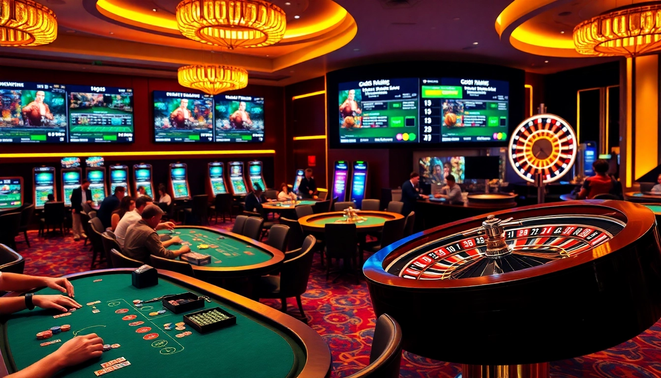 Experience exciting gameplay at God55 Sports Casino with vibrant poker and roulette tables.