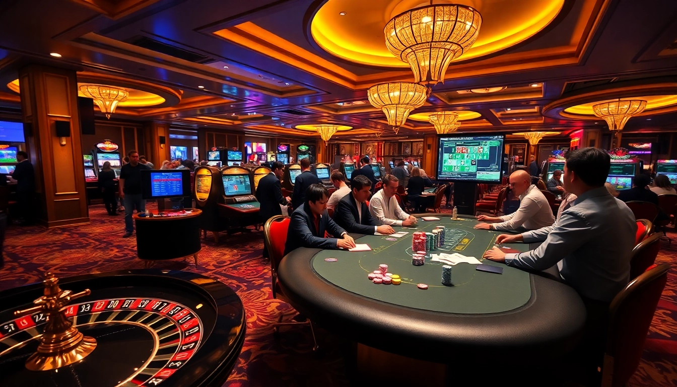 sunwin players engaged in a high-stakes poker game at a luxurious casino.