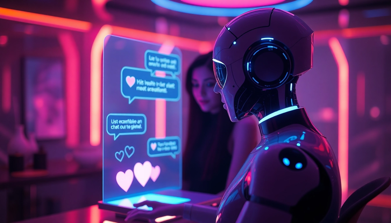 Engaging scene of ai chat sex featuring a futuristic AI chatbot in a digital landscape.