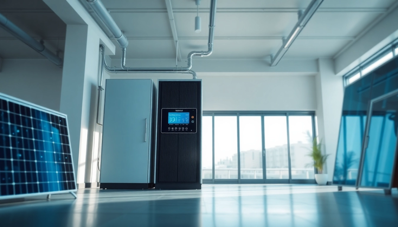 Commercial storage solution showcasing a modern solar battery installation in a professional business space.