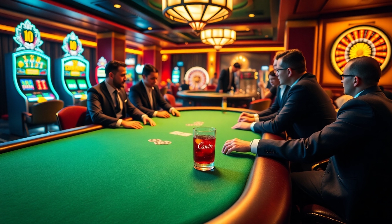 Experience the thrill of high-stakes gambling at cwin casino, featuring a vibrant poker table and luxurious atmosphere.
