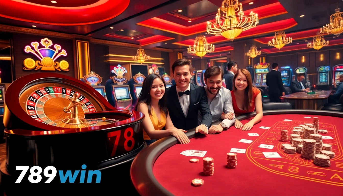 Experience the excitement of 789win with players enjoying high-stakes action at a luxurious casino.