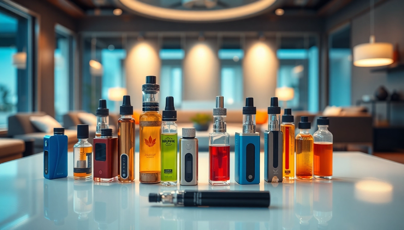 Explore a variety of Vape & E-Liquids in a stylish setup highlighting diverse flavors.