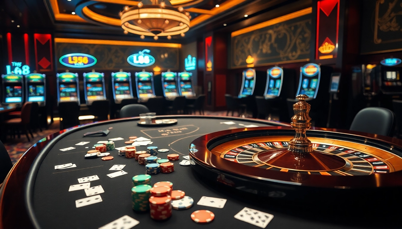 Experience an exciting moment at the lc 88 casino table with vibrant poker chips and elegant cards.
