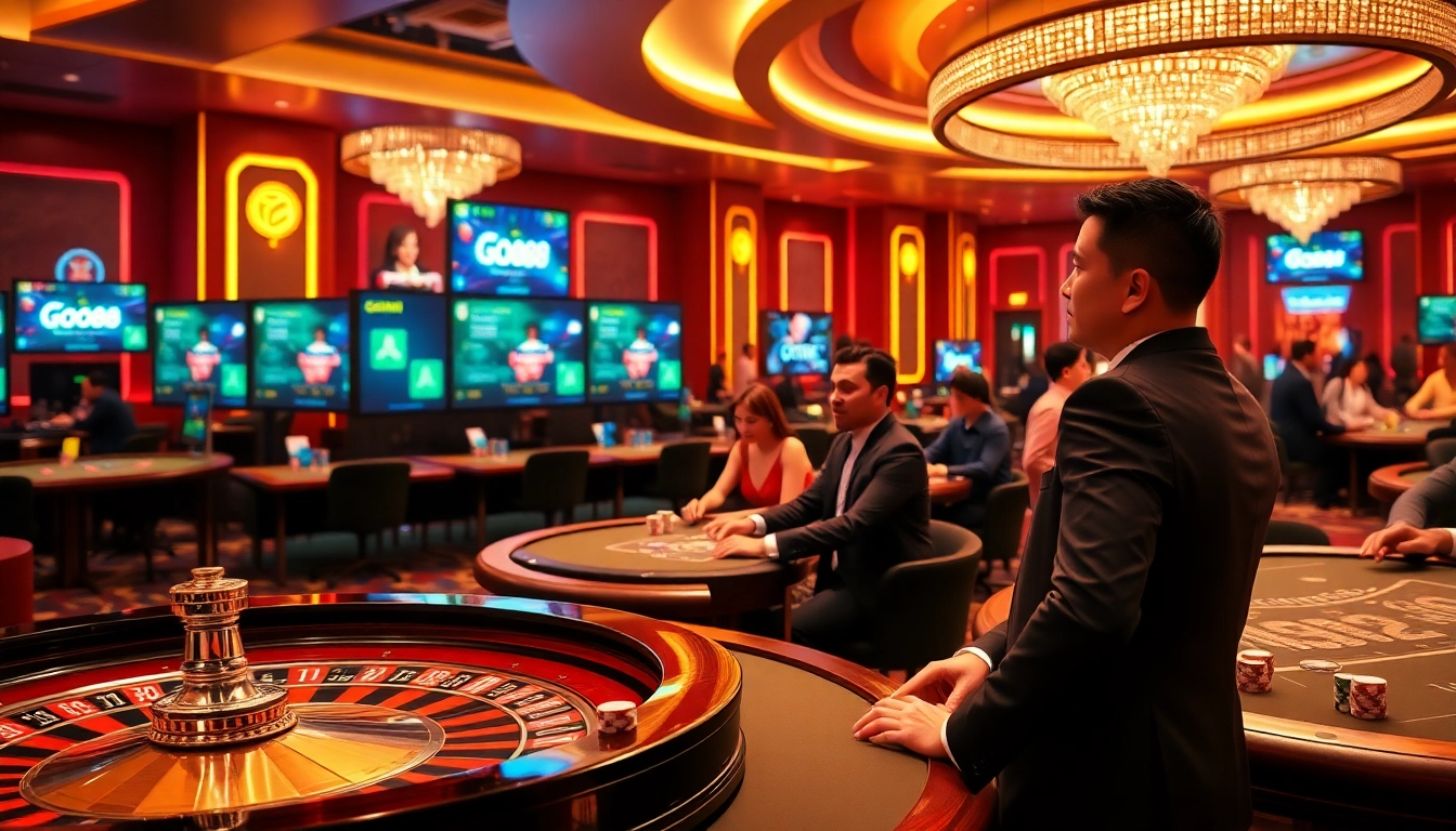 Experience the thrill of playing GO88 at luxurious casino tables with vibrant action and excitement.
