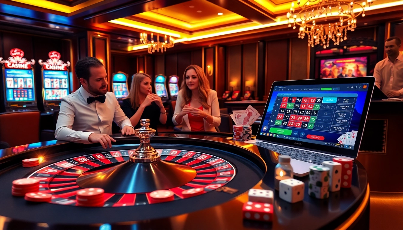 Players enjoying thrilling games at Oxplay online casino with vibrant roulette and slots.