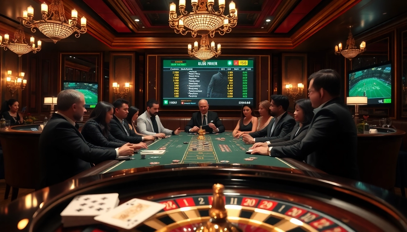 Lương Sơn TV viewer enjoying live sports betting action at a luxurious casino poker table.