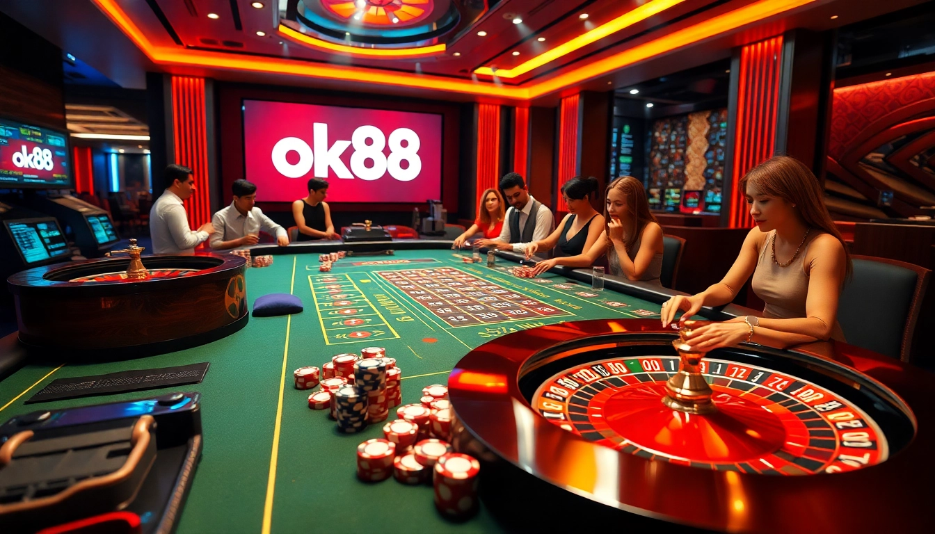 Experience thrilling gameplay at ok88 with vibrant casino tables and engaging betting scenarios.