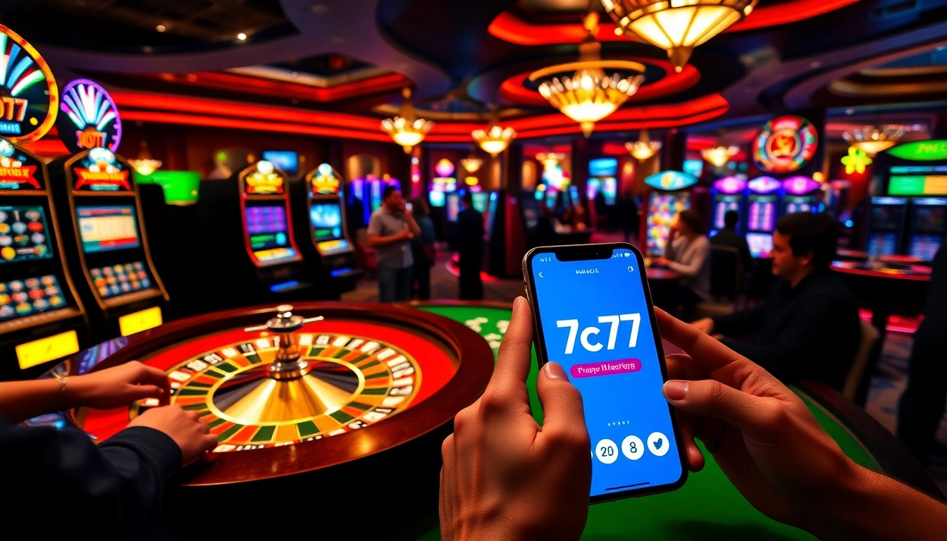 Experience the excitement of the 7c77 app with vibrant casino visuals and thrilling gameplay.