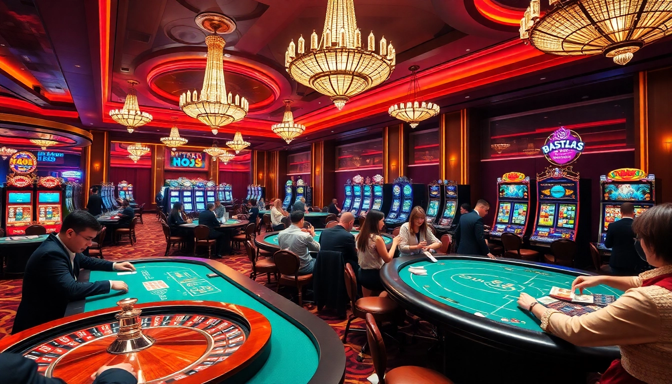 Gambling excitement at https://rr88co.net/ with vibrant casino tables and players enjoying their games.