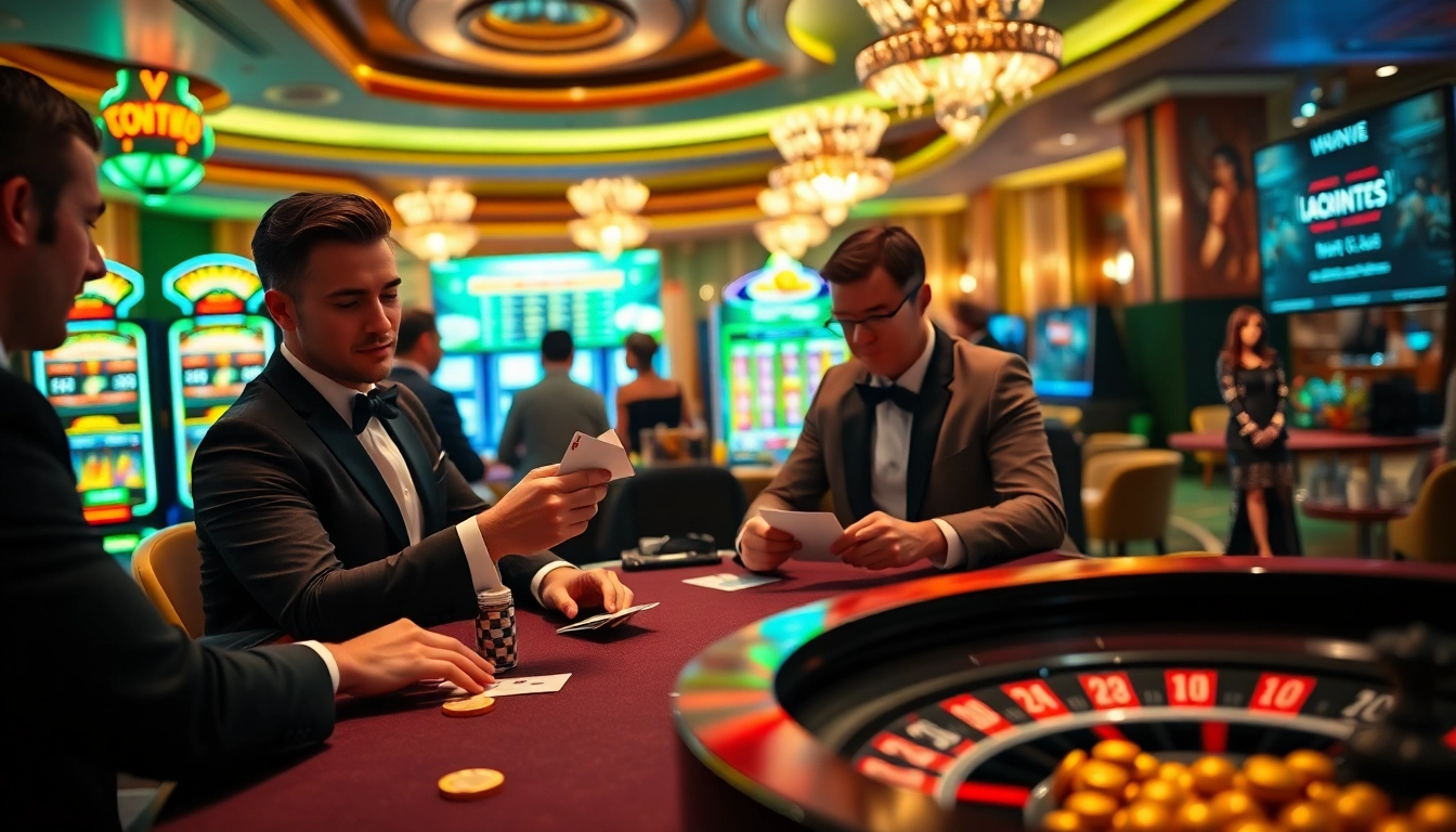 Players enjoying intense card games at b52club casino, showcasing excitement and professionalism.