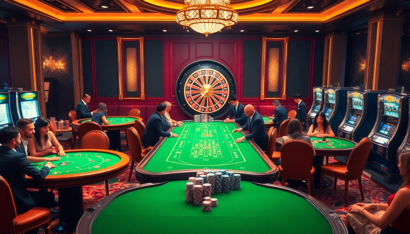 K9k9 casino players enjoying intense gameplay at luxurious tables with vibrant poker chips.